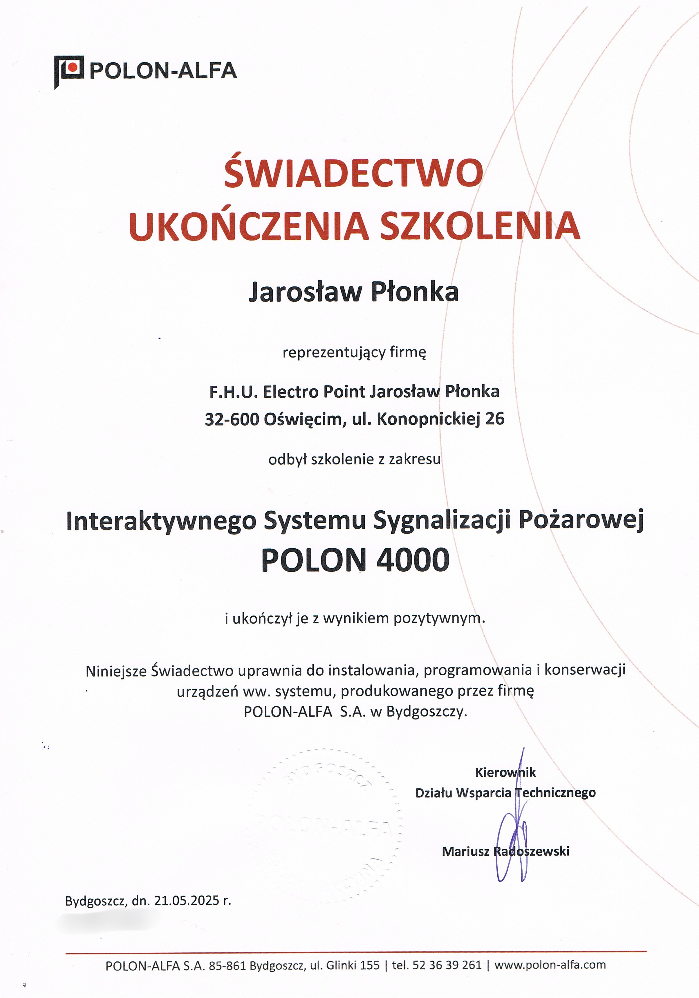 certyfikat polon alfa